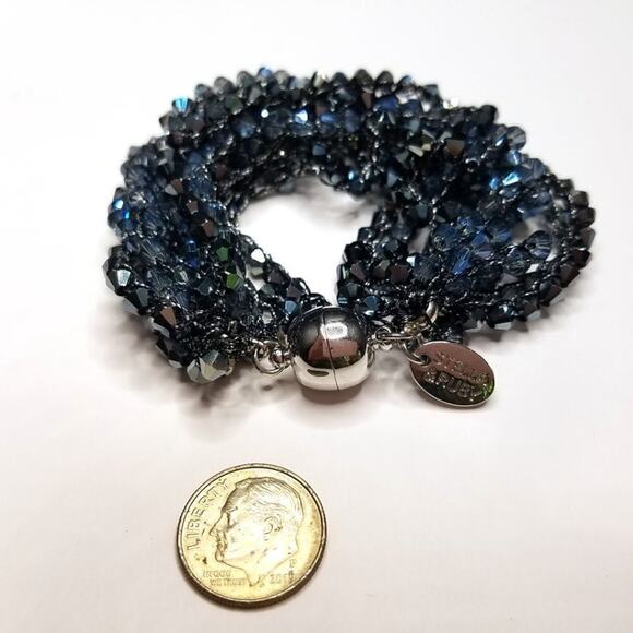 Stella and Ruby Small Faceted Crystal Bracelet, Multi Strands Magnetic Clasp, 8" - Picture 6 of 8